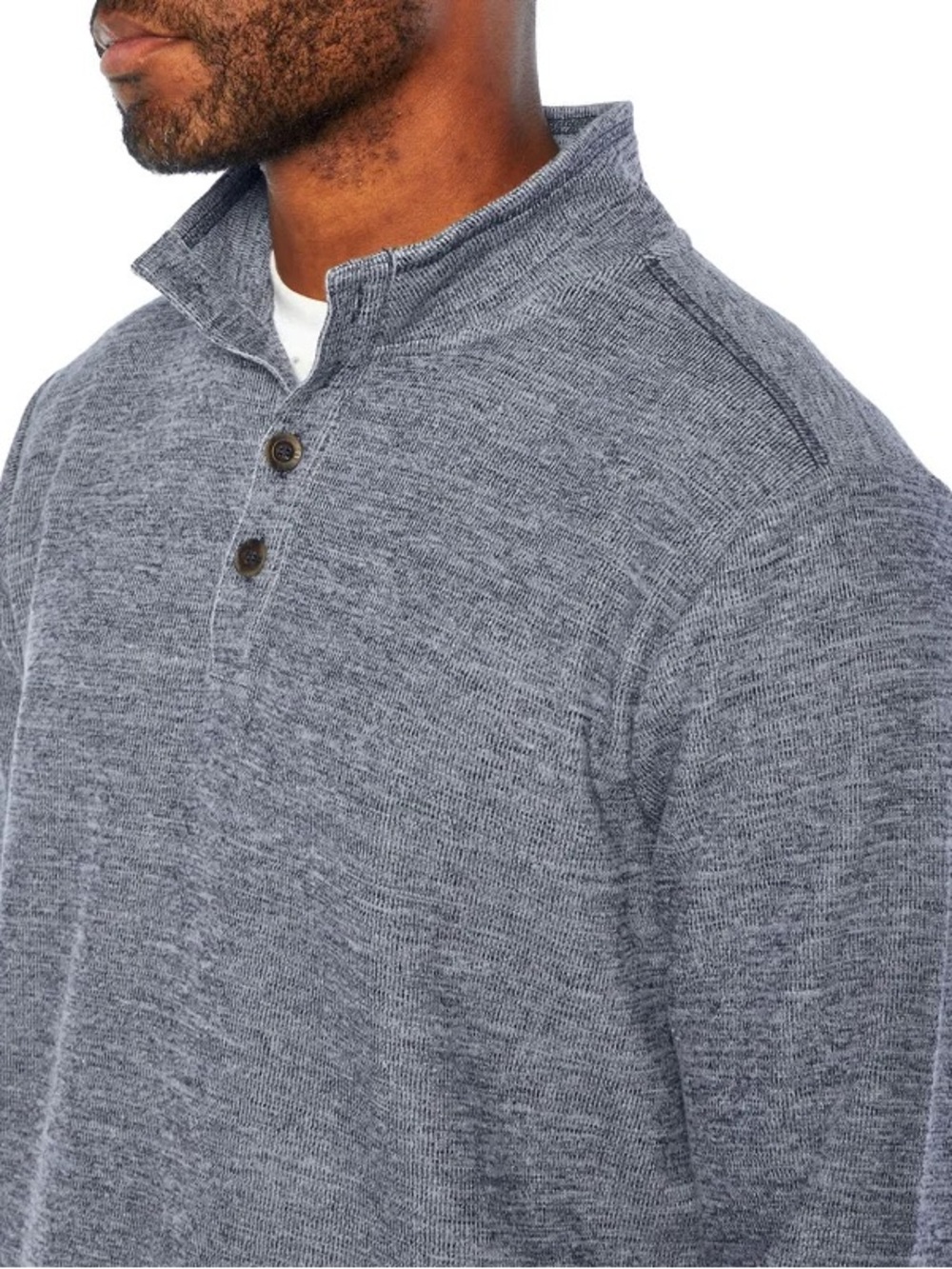 GAP Men's Heather Gray Buttoned Henley Pullover